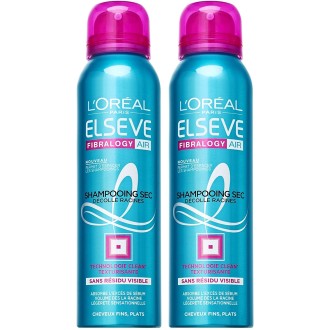 L'Oréal Elsève Fibralogy Shampoing Sec Volume Cheveux Fins et Plats - Lot de 2