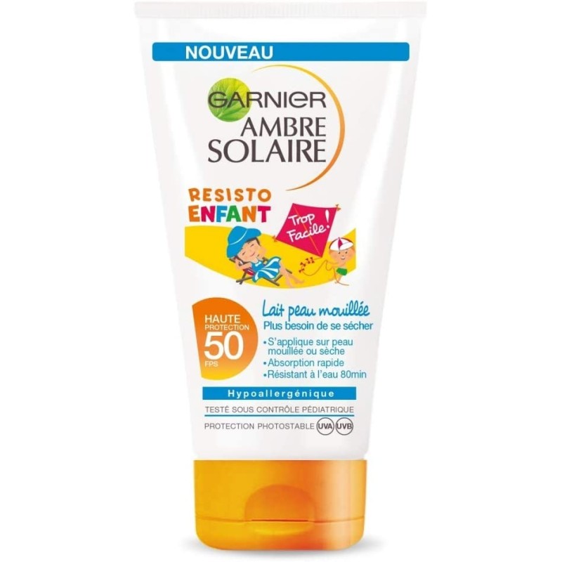 Lait Solaire Peau Mouillée enfant Ambre Solaire Garnier FPS 50