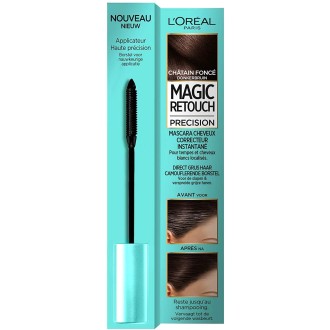 L'Oréal Paris Mascara Précision Correcteur de Cheveux Blancs, Magic Retouch, Châtain Foncé, 8 ml (Packs de 3)