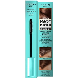 L'Oréal Paris Mascara Précision Correcteur de Cheveux Blancs, Magic Retouch, Châtain, 8 ml (Packs de 3)