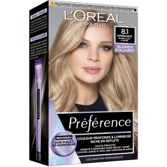 3 X L'Oréal Paris Préférence Blond Polaire Coloration Permanente Cheveux Nuance  Copenhague 8.1 Blond clair cendré (Packs de 3)