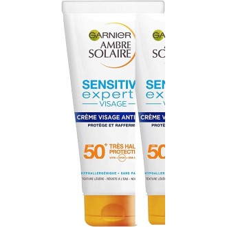 3 X Garnier Ambre Solaire - Sensitive Expert+ - Crème Visage Anti - Âge FPS 50+ - 100 ml (Packs X3)
