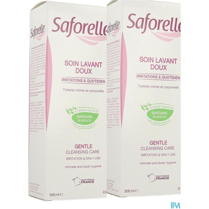 SAFORELLE Gel lavant intime doux  le flacon de 500mL (Pqacks de 2)