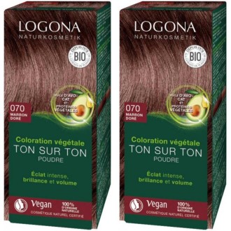 2x LOGONA Naturkosmetik Colorante végétale poudre 070 brun châtain 100 g (Lot de 2)