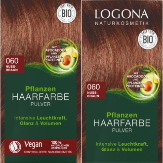 2x LOGONA Naturkosmetik Colorante végétale poudre 060 Noisette Cuivrée Foncée  (Lot de 2)