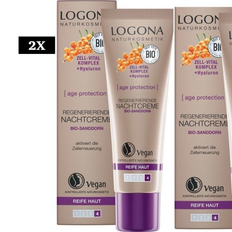 LOGONA Crème de Nuit Anti-Rides Régénérante Bio 30ml (Lot de 2)