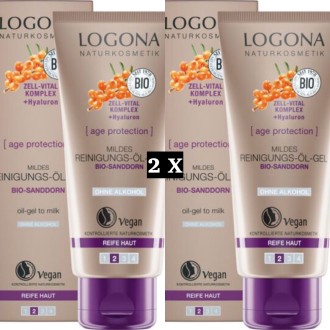 Logona - Gel Huile Nettoyante Douce Age Protection 100ml (Lot de 2)