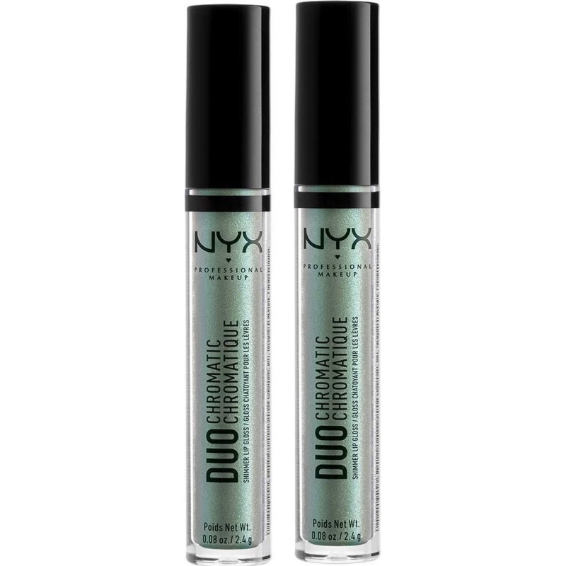 NYX PROFESSIONAL MAKEUP Duo Chromatic Lip Gloss - Foam Party, Pistachio Base With Gold/ Pink (2 PCS)