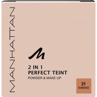 6X MANHATTAN Cosmetics Poudre Visage 2en1 Teint Perfect Poudre & Maquillage Sun Beige 21 (Packs de 6)