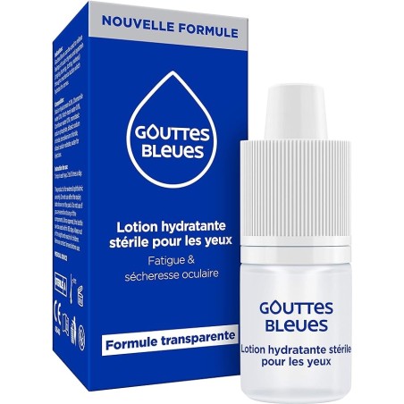 Gouttes Bleues-(Lots de 6) LOTION HYDRATANTE STERILE POUR LES YEUX - Fatigue - Sécheresse Oculaire - 10 ml