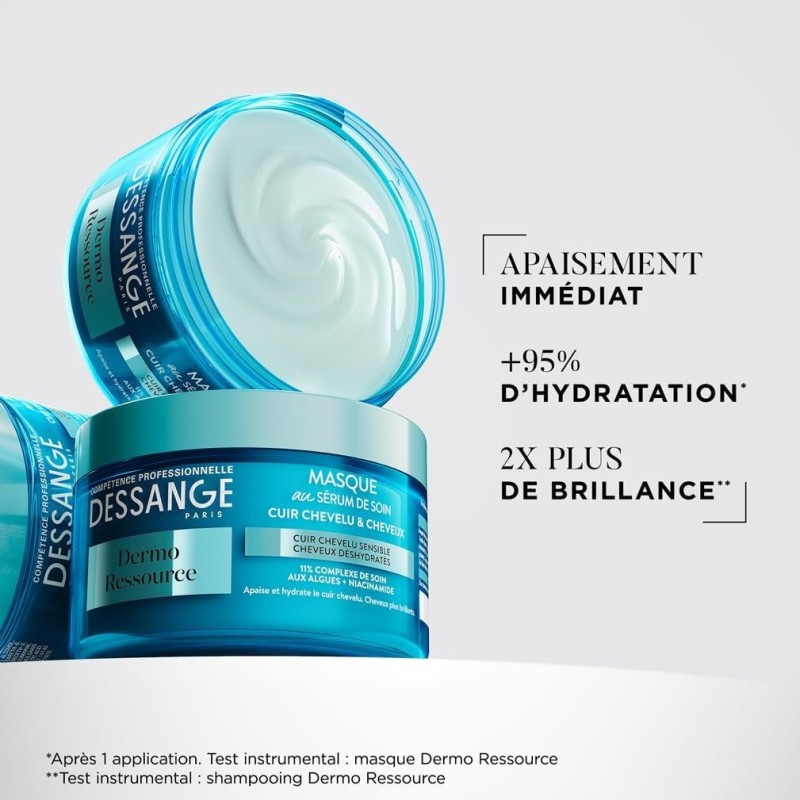 Dessange Masque Hydra-Apaisant Cuir Chevelu Sensible 250 ml – Pack de 6
